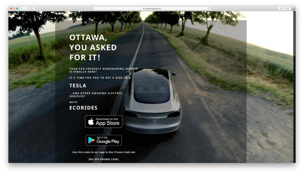 ecoRIDES single-purpose landing page